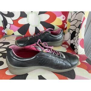 ECCO Biom Hybrid Hydromax Women’s Golf Shoe Leather Black Pink EU 37 US 6.5-7